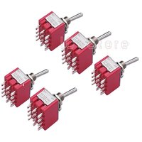 5PCS MTS-402 Mini Miniature Toggle Switch 12 Pin 2 Position 4PDT Car Dash Dashboard ON/ON 5A 125V 2A 250V