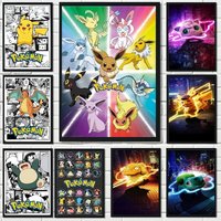 Japanese Anime Pokemon Canvas Painting Pikachu Bulbasaur Charizard Poster Print Mural Picture Wall Art Home Decor Gifts Cuadros