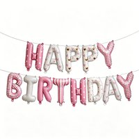 Happy Birthday Foil Letter Balloon Banner, Pink and White Coquette Style, Bow and Gingham Pattern, Birthday Backdrop Decorations