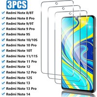 3PCS Tempered Glass For Xiaomi Redmi Note 11 12 13 Pro 11S 12S 14 5G Screen Protector Redmi Note 8 9 10 Pro 8T 9T 10T 9S 10S