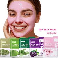 LAIKOU 5Pcs Mix Mud Mask 5g Eggplant Tea Tree Matcha Sakura Deep Cleansing Oil Control Blackhead Remover Hydrating Facial Mask
