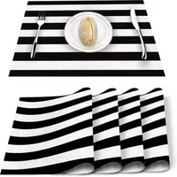 Stripes Black White Simple Pattern Table Mat Kitchen Decoration Placemat Table For Wedding Dining Accessories Table Mat