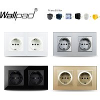 Doppelte EU-Steckdose, luxuriöses 2-Kristallglas, europäischer elektrischer Wandmops mit USB-Typ-C-Wandpad für runde Box