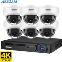 ASECAM 8MP 4K Security Camera System IK10 Explosion-proof Outdoor POE Dome Human Detection Surveillance CCTV Camera Kit Xmeye