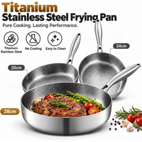 Uwhise 20/24/28cm gehämmerte Titan-Bratpfanne, metallisches Kochgeschirr, unbeschichtete Bratpfanne für Steak, Eier, kompatibel mit allen Herdarten