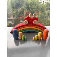 Wood Montessori Toys Rainbow Stacking Bridge Cars Matryoshka Dolls Forest Trees for Kids Educational Blocks Play