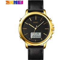 SKMEI 1652 Men Chrono Alarm Digital Mens Wristwatch Leather Strap Waterproof Watch reloj hombre Dual Display Casual Watches