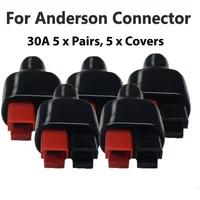 Set Of 5 Pairs Of 30 AMP For Anderson Style Connectors With Protective Rubber Black Covers For Cable Management