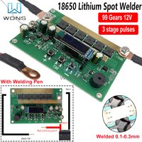 99 Gears 12V Spot Welder Module with Welding Pen DIY Min Spot Welding Machine Kit 0.1-0.3mm Nickel for 18650 Lithium Battery