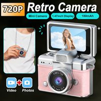 Mini Thumb Camera Retro for Student Digital CCD Keychain Camera with 180° Flip Screen for Travel Pocket Camcorder Kids Cam Gift