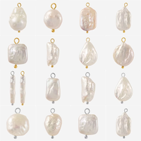 1pc High Quality Stainless Steel Natural Freshwater Pearls Pendant Texture Irregular Folds Charm Diy Jewelry Making Supplies