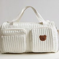 Little Bear Embroidered Baby Diaper Bag Large Capacity Lightweight Mommy Bag Leisure with Shoulder Strap Handbag
