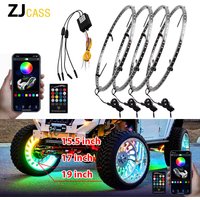 4 Pcs RGB Car Wheel Light For 15.5 inch 17 inch 19 inch APP/Remote Car Hub Light 12V LED With Brake Steering Phantom Neon Lamp
