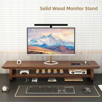 Wood Computer Monitor Riser Stand Office Desk Top Computer Screen Base Pad Heightening Storage Rack Multi-Purpose Moder...