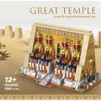 MOC 2666PC Ancient Egyptian Temple Building Blocks Architectural DIY Model Building Toy Includes Statues Hieroglyphics for Gift