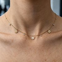 WILD & FREE Trendy 18K Gold Plated Stainless Steel Sun Pendant Necklace for Women Chic Exquisite Choker Chain Jewelry