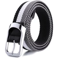 Men's Fashionable Elastic Belt Simple Bright Silk Color-blocked Square Buckle Commuter Belt, Father's Day Gift