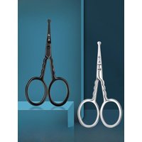 Safe Nose Hair Scissors Unisex Stainless Steel Black Round Head (Do Not Hurt Nose) Eyebrow Eyelash Trimmer