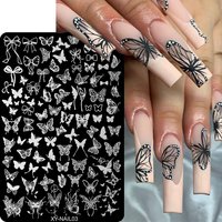 1pcs 3D Charms Butterfly Flower Nail Art Stamping Plate Kawaii Bowknot Leaves Drawing Templates Geometry Wave Line Stencil Tools