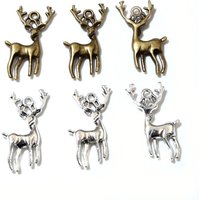 30pcs 28x13.5mm Bronze Antique Silver Plated Deer Cute Handmade Charms Pendant DIY Jewelry Finddings for Bracelet Necklace