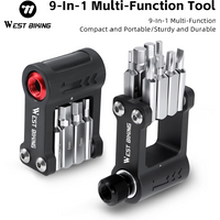 WEST BIKING 9-in-1 Multi-Function Repair Tool with Portable Bicycle Repair Kit Foldable Allen Wrench Set for Cycling Maintenance