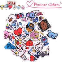 BT21 koya RJ Shooky Mang Tata Cooky High Color Value Creative Personality DIY Sticker Student Hand Account Cartoon Cute Sticker