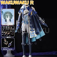 【3D-Version, versandbereit】Lohen Cosplay-Kostüm, Spiel Genshin Impact, Größe S-2XL, WakuWaku-R, Herren-Halloween-Metallritter-Perücke, Übergröße