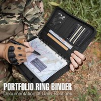 Kosibate Tactical Notebook Padfolio Ring Binder Refillable 6-Ring A5 Binder Zip Hardcover Notebook with 80 Pages Notebook Cover
