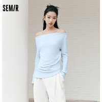 Semir Women Tshirt Long Sleeve Short Cowl Neck Ruched Irregular Slim Fashion Casual Autumn Top Street Wear 2026