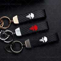 Car Key Chain Skull Logo For Jeep Wrangler Opel Hyundai Volvo Ford Dodge Metal Keychain Widget Carbon Fiber Leather Ornaments