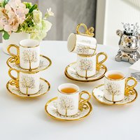Luxury British Porcelain Coffee Tea Cup Saucer Set Afternoon Tea Tableware Gift for Women Home Kitchen