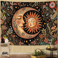 VIKAMA Vintage Sun and Moon Tapestry Bohemian Hippie Living Room Bedroom Dormitory Wall Hanging Home Decor