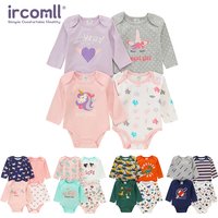 4 Pieces Baby Clothing Infant Bodysuit Long Sleeve High Quality Newborn Clothes Sets Pure Cotton Cartoon Kids Clothing for 0-12M