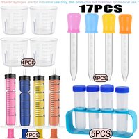 Laboratory classroom experiment set, 4 measuring cups, 4 syringes, 4 droppers, 4 test tubes, 1 test tube rack