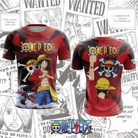 Anime One Piece Monkey D. Luffy 3D Print Short Sleeve T-Shirt Men's Fashion Jolly Roger Style Streetwear for Anime Lovers