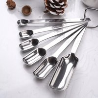 6Pcs Stainless Steel Measuring Spoons with Scale Kitchen Utensil Rectangular Head Cooking Baking Spoon Portable Milk Powder