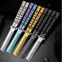 Portable Butterfly Comb Tip Folding Comb Men Carry Metal Combs Stainless Steel Practice Training Butterfly Knife Comb