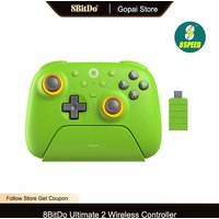 8BitDo Ultimate 2 Wireless, TMR Joysticks & Hall Effect Triggers Controller with Charging Dock for PC,Windows 10,11,Android