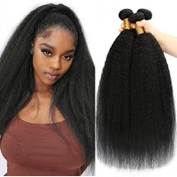3 Bundles Kinky Straight Synthetic Hair Bundles - Brazilian Yaki Straight Hair, Kinky Texture for Dreadlock & Weave/e