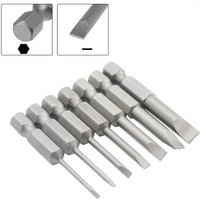 7pcs 50mm Flat Head Slotted Tip Screwdriver Bit 14 Inch Hex Magnetic