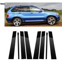 8Pcs Car Door Window Pillar Posts Trim Covers Sticker For BMW X5 E53 2000 2001 2002 2003 2004 2005 2006