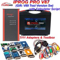 NOWY Iprog Pro Full V89 z 7/11 Adapterami Obsługuje Reset EEPROM IMMO/KM/Radio/Airbag, Programator Kluczy ECU z Wyświetlaczem IPROG+ V87