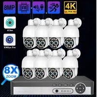 Techage 8CH 8MP PTZ PoE Camera System 4K 8X Zoom Dual Lens Human Detect Record NVR CCTV Video Surveillance Security Camera