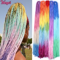 30" Zizi Braids Synthetic Hair For Women Crochet Hair Extensions Box Braids Black Ombre 613 Blonde Pink Color Long Braids Hair image 4