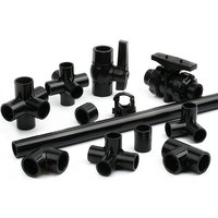 20-63mm Black PVC Pipe Connectors Ball valve Three-way Direct Garden Water Aquarium Fish Tank Drainage Tube Fittings Accessories