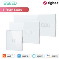 BSEED 1/2/3/4Gang Zigbee Touch Switch Glass Smart Wall Light Switch Touch Screen Backlight Control Aleax Smart Life App E Series