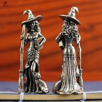 Brass Magic witch Figurines Miniatures Desktop Ornaments Retro Metal Models Small Statue Home Decorations Crafts Accessories
