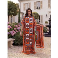 New 2026 Dubai Abaya Robe Suit for Women with Peacock Print Silk Dashiki Caftan Dress Maxi Islam African Styles with Scarf Shawl
