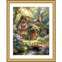 ZZ8247 ZZ8256- The Forest Seasonal Cabin 11CT 14CT 16CT 18CT Print On Canvas Cross Stitch DIY Set Kit Needlework Embroidery