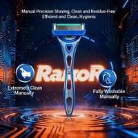 Blue Multi-Pack Men's Manual Razor, 5-Layer Blades Imported from Germany, Abs Anti-Slip Handle for Daily Use
